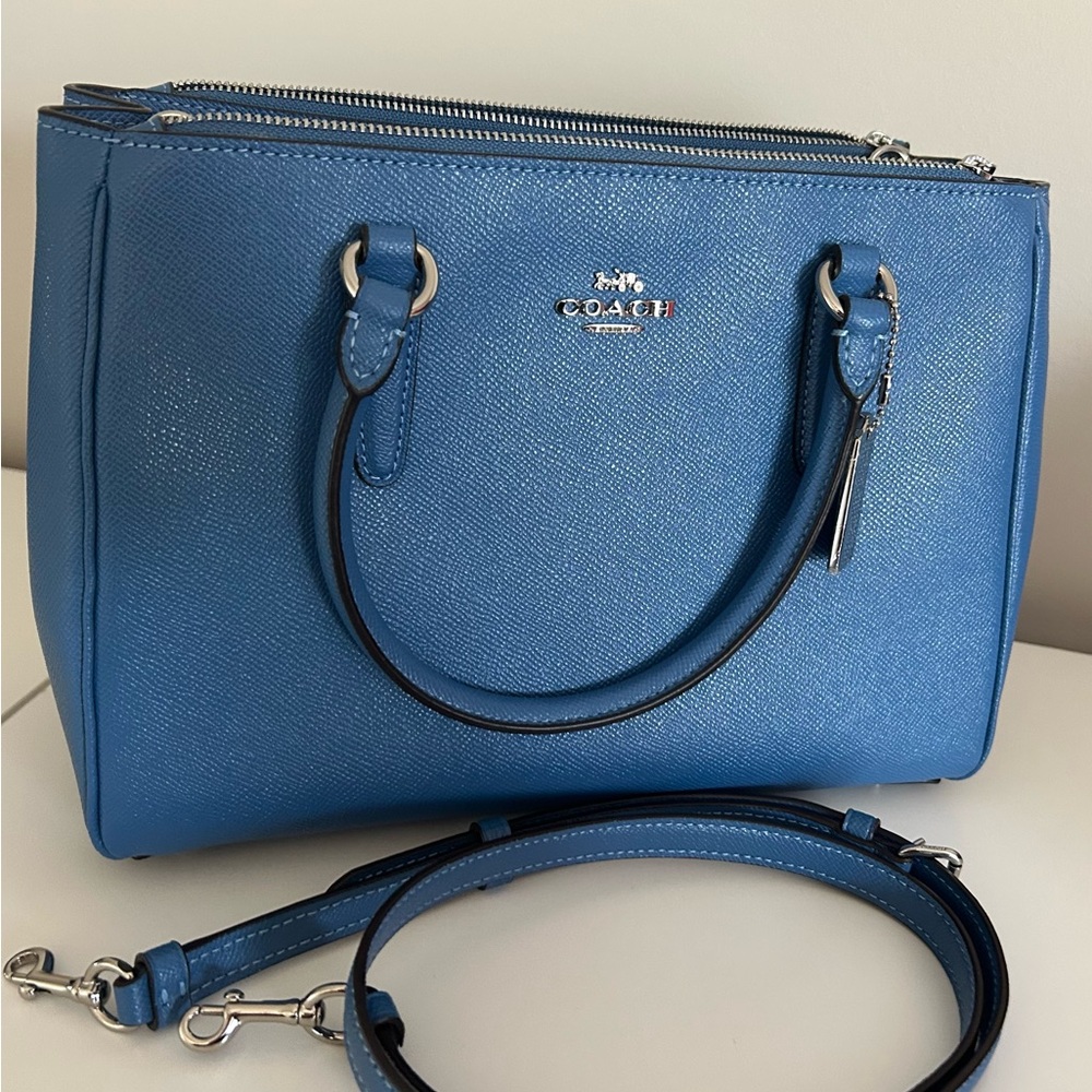 Coach Blue Satchel with Structured Design and Crossbody Option